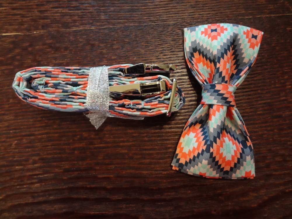 Cotton Dog Collar Adjustable  with Bowtie and Leash